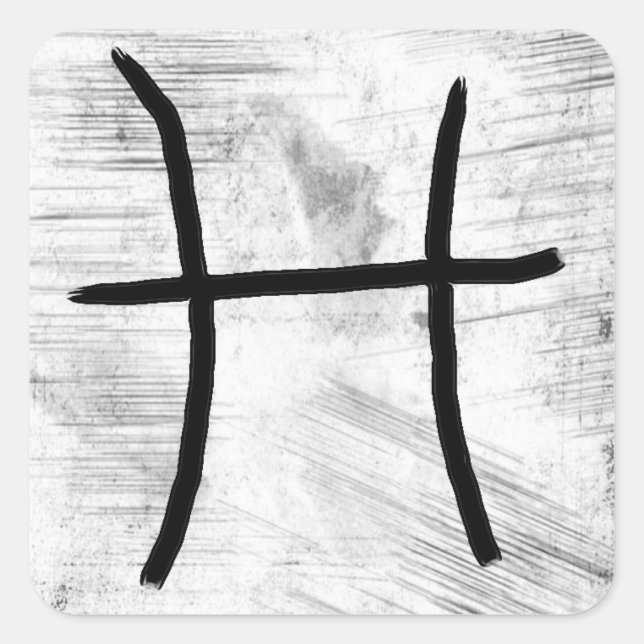 Pegatina Cuadrada Pisces Horoscope Rótulo Astrológico Zodiaco (Anverso)