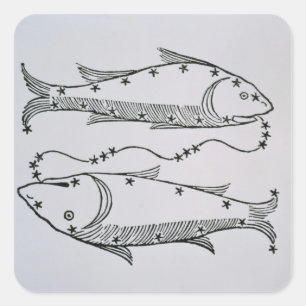 Pegatina Cuadrada Pisces (los peces) un ilustracion del 'Poeta'