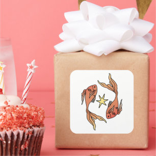 Pegatina Cuadrada Pisces Zodiac