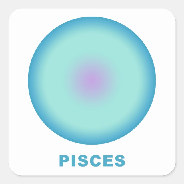 Pegatina Cuadrada Pisces Zodiac Rótulo Gradiente estilo (Anverso)