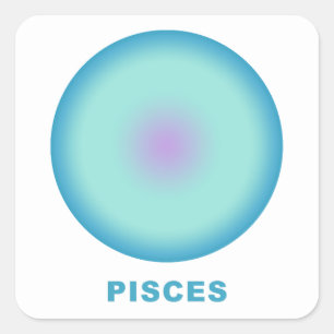 Pegatina Cuadrada Pisces Zodiac Rótulo Gradiente estilo