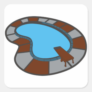 Pegatina Cuadrada Piscina