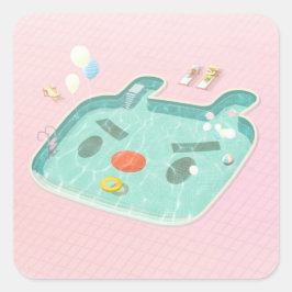 Pegatina Cuadrada Piscina