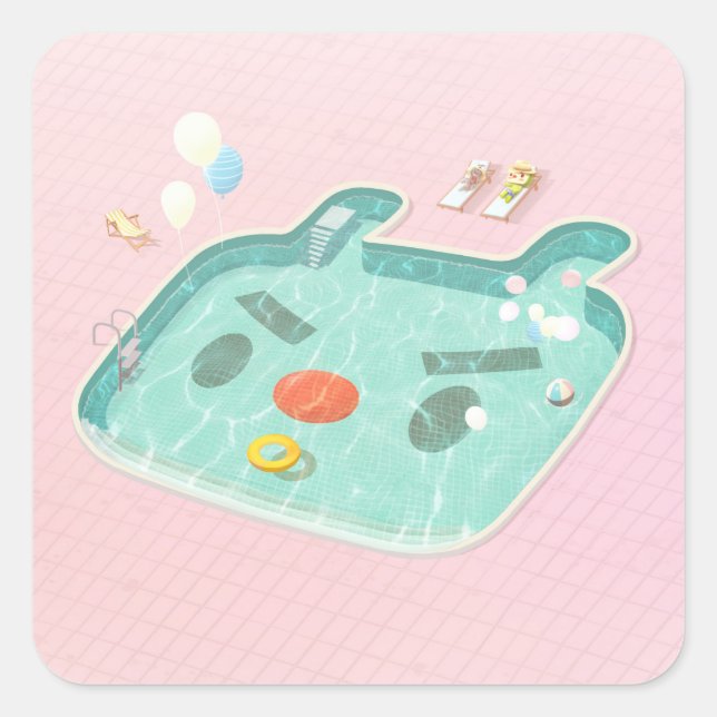 Pegatina Cuadrada Piscina (Anverso)