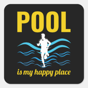 Pegatina Cuadrada Piscina de natación profunda para hacer footing en
