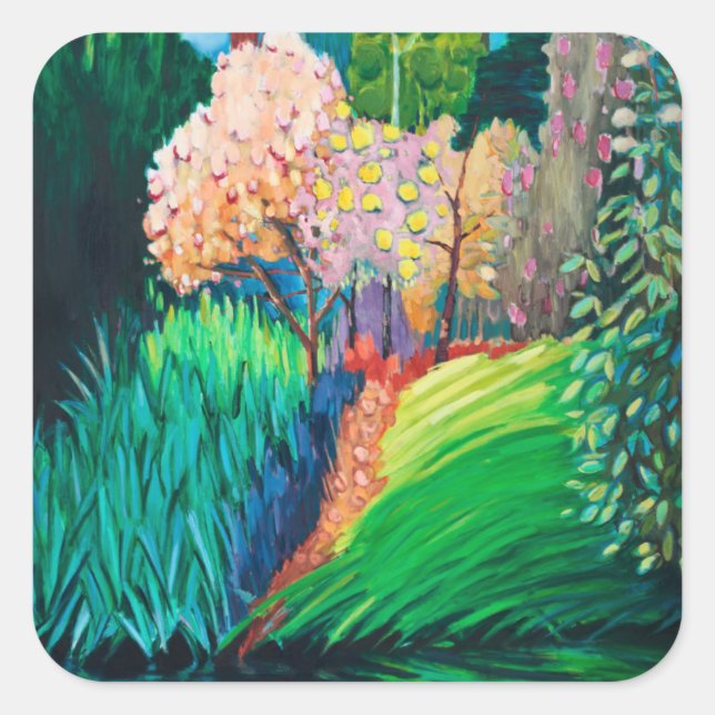 Pegatina Cuadrada Piscina oscura (Anverso)