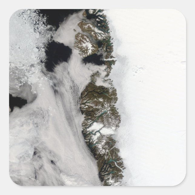 Pegatina Cuadrada Piscinas de agua de Meltwater a lo largo de la cos (Anverso)