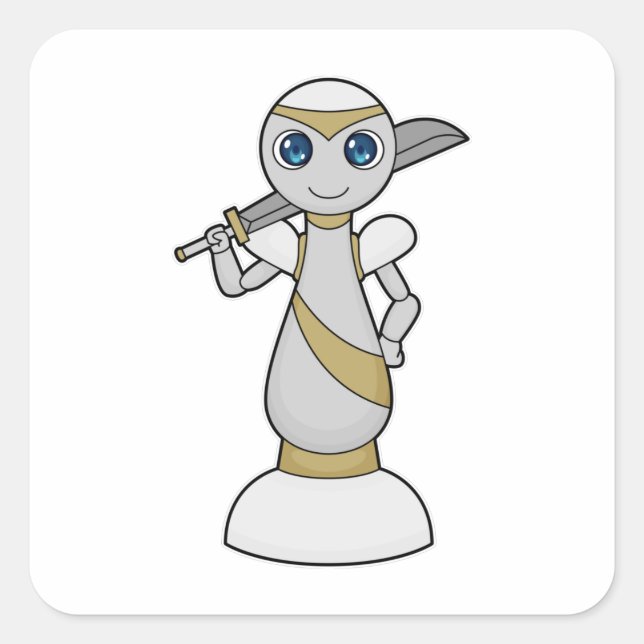 Pegatina Cuadrada Pista de ajedrez Pawn Sword Chess (Anverso)