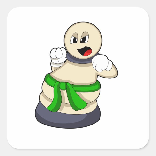 Pegatina Cuadrada Pista de ajedrez peatada en ajedrez (Anverso)