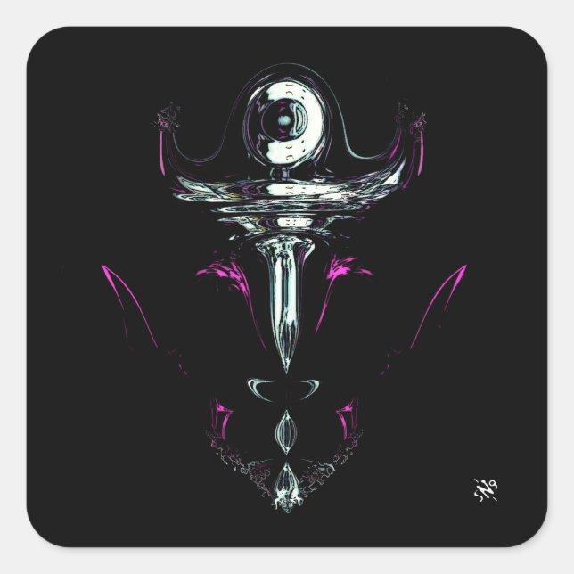 Pegatina Cuadrada Pista de espacio v2 (Anverso)