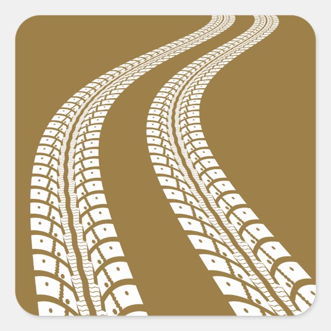 Pegatina Cuadrada Pistas de neumáticos (Anverso)