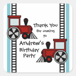 Pegatina Cuadrada Pistas felices/ Rojo