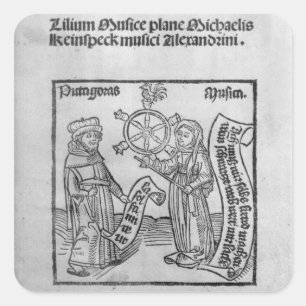 Pegatina Cuadrada Pitágoras y música