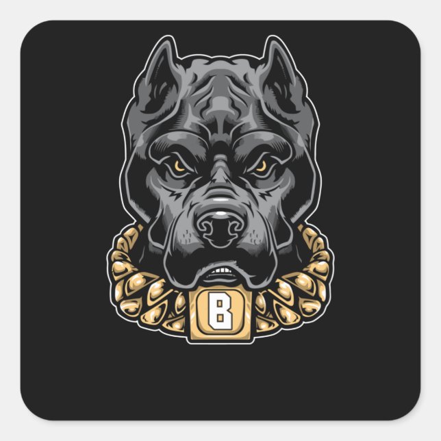 Pegatina Cuadrada Pitbull (Anverso)