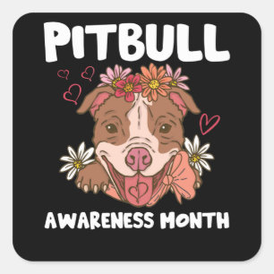 Pegatina Cuadrada Pitbull Awareness Month Pitbull Love