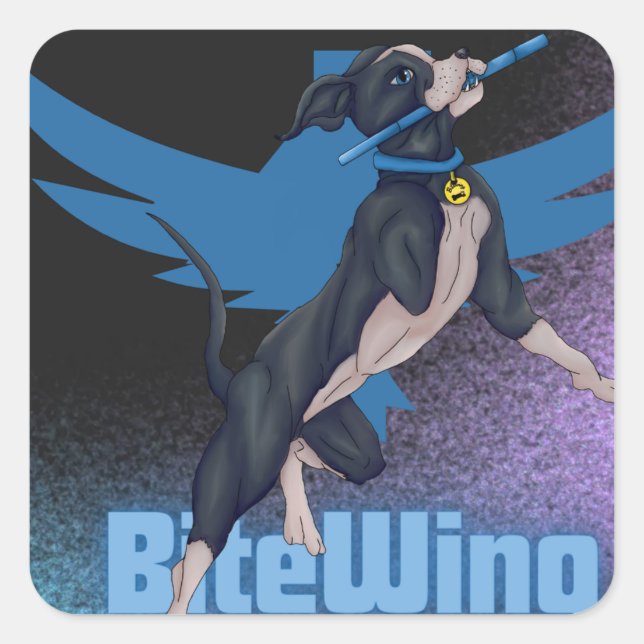 Pegatina Cuadrada Pitbull De Tres Piernas (Anverso)