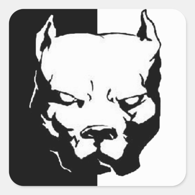 Pegatina Cuadrada Pitbull Dog (Anverso)