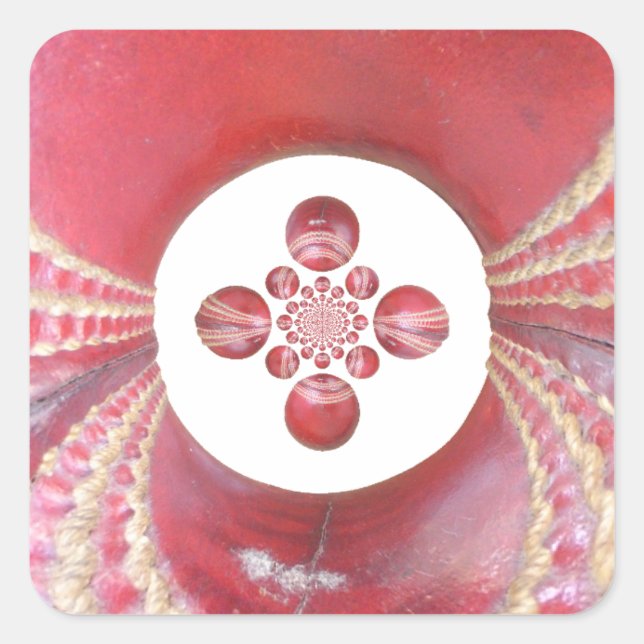 Pegatina Cuadrada Pitch Kaleidoscope: El críquet muerde el corazón d (Anverso)