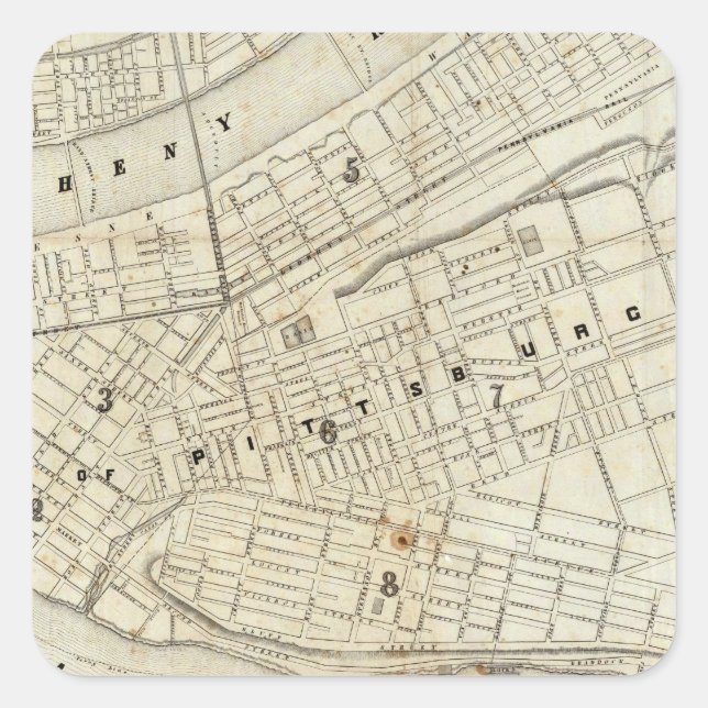 Pegatina Cuadrada Pittsburgh, Pennsylvania (Anverso)