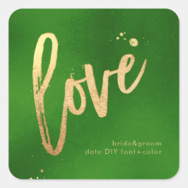 Pegatina Cuadrada PixDezines Amor, falso oro Evergreen