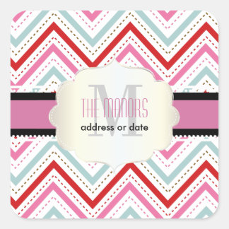 Pegatina Cuadrada PixDezines Chevron/Navidades/colores DIY