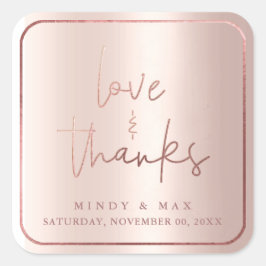 Pegatina Cuadrada PixDezines FAUX ROSA GOLD LOVE+GRACIAS