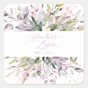 Pegatina Cuadrada PixDezines H2 Eucalyptus Baptism Classic Roun