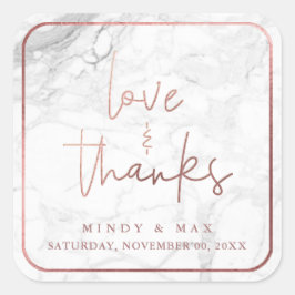 Pegatina Cuadrada PixDezines MARBLE FAUX ROSA GOLD LOVE+GRACIAS