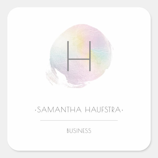 Pegatina Cuadrada PixDezines Monograma Falso Holográfico (Anverso)