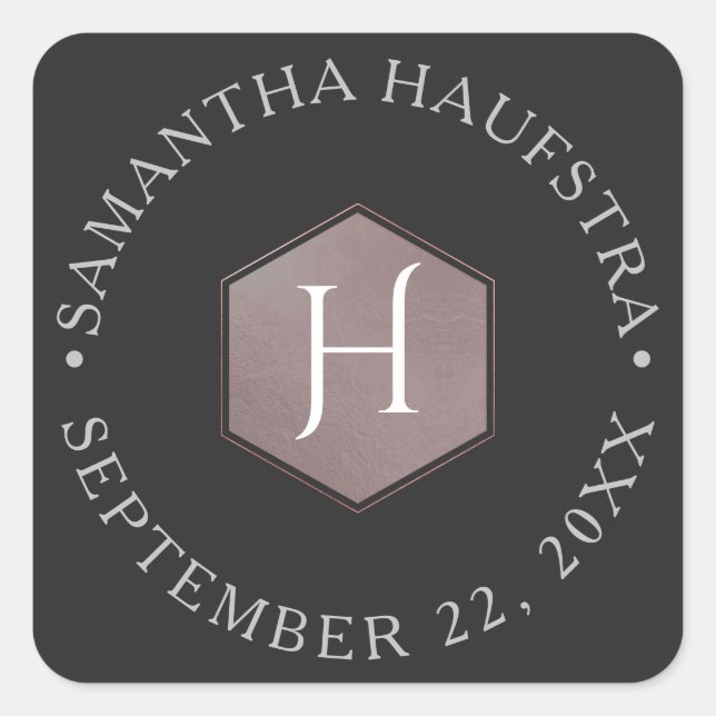 Pegatina Cuadrada PíxDezines Monograma Rubor Pink Honeycomb (Anverso)