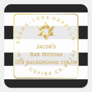 Pegatina Cuadrada PixDezines rayas blancas + negras mitzvah devolver