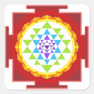 Pegatina Cuadrada PixDezines Sri Yantra/Chakra Clearing/Focus Point