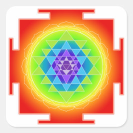 Pegatina Cuadrada PixDezines Sri Yantra/Chakra/Meditación/Arcoíris