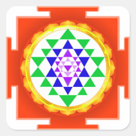 Pegatina Cuadrada PixDezines Sri Yantra Limpieza de Chakra/Resplando