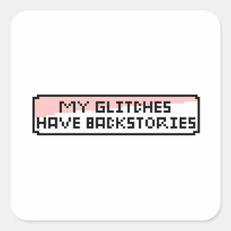 Pegatina Cuadrada Pixel Glitch Chat - Gracioso Retro Gamer