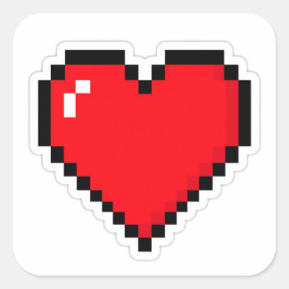 Pegatina Cuadrada Pixel Heart 8 Bit Sticker para Jugadores Retro