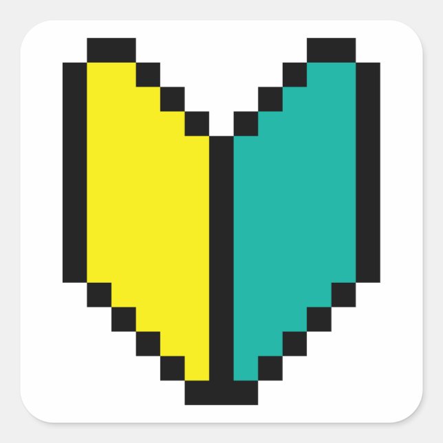 Pegatina Cuadrada Pixel Wakaba de 8 bits/Marca Shoshinsha (Anverso)