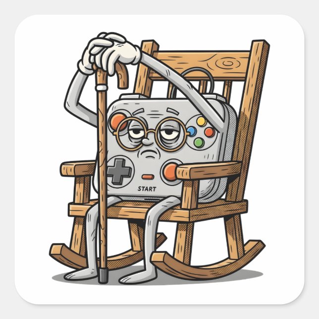 Pegatina Cuadrada Pixelated Gamer Birthday Cake Kids Video (Anverso)