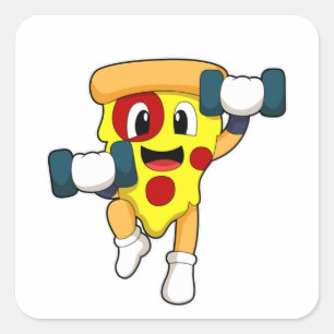 Pegatina Cuadrada Pizza en el gimnasio con campanas