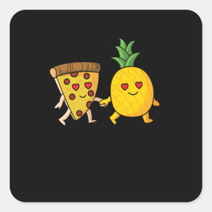 Pegatina Cuadrada Pizza Hawaii Piña Pizza Comida