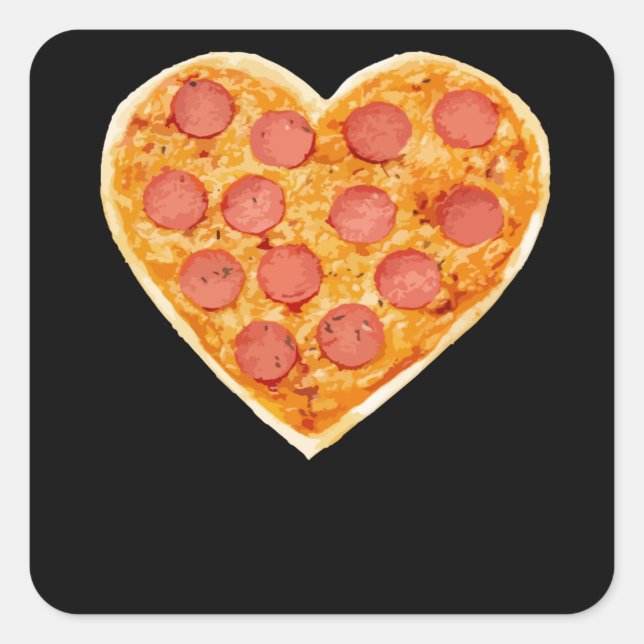 Pegatina Cuadrada Pizza Heart (Anverso)