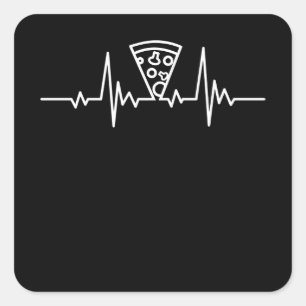 Pegatina Cuadrada PIZZA HEARTBEAT Pizza Lover Pizzaholic Italiano