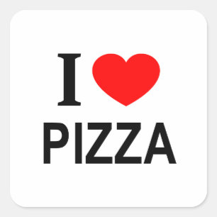 PEGATINA CUADRADA ❤️ PIZZA ME ENCANTA PIZZA I HEART PIZZA