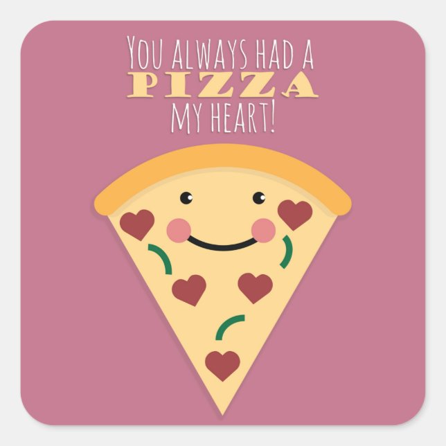 Pegatina Cuadrada Pizza My Heart (Anverso)