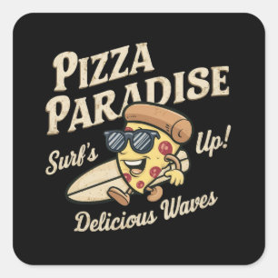 Pegatina Cuadrada Pizza Paradise