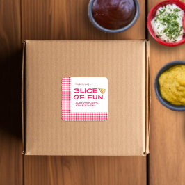 Pegatina Cuadrada Pizza Party Kids Birthday