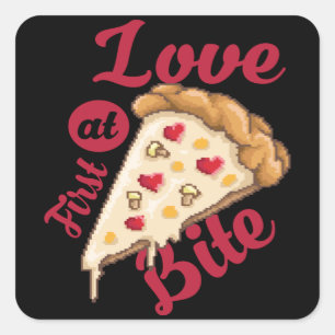 Pegatina Cuadrada Pizza Pixel Retro
