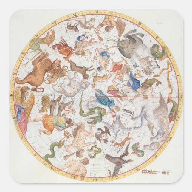 Pegatina Cuadrada Placa 26 de 'Atlas Coelestis', de John Flamsteed (Anverso)