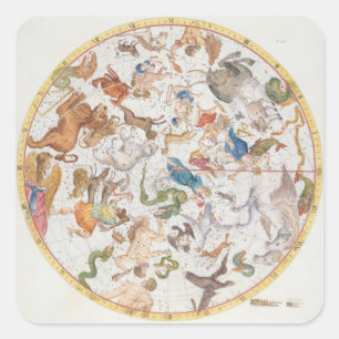 Pegatina Cuadrada Placa 26 del "atlas Coelestis", por Juan Flamsteed