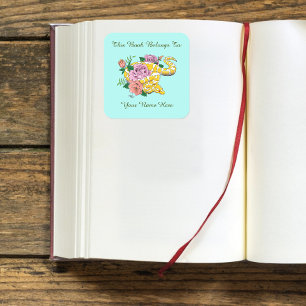 Pegatina Cuadrada Placa de biblioteca Python para albino amarillo